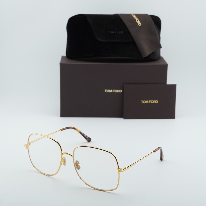 NEW Tom Ford FT6048-B 030 Shiny Deep Gold/Clear Blue Light Block 59mm Eyeglasses