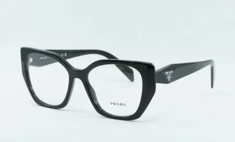 New PRADA Cat-Eye Eyeglasses VPR 18W 1AB-1O1 54-17 145 Shiny Black CatEye Frames