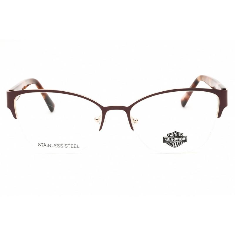 Harley Davidson Women's Eyeglasses Matte Bordeaux Half Rim Frame HD50109 070 gallery