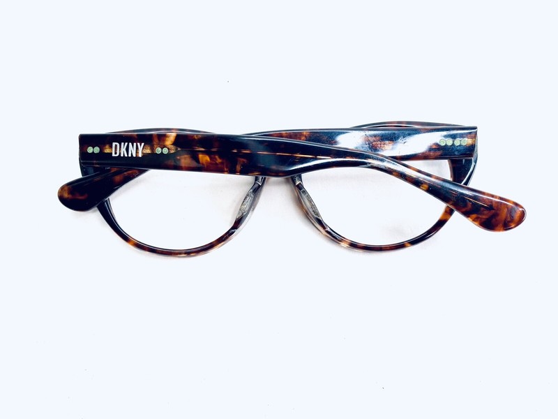 DKNY Eyeglasses Cats Eye Amber Brown Tortoise Lucite Avenue A K0137 52 16 140 gallery
