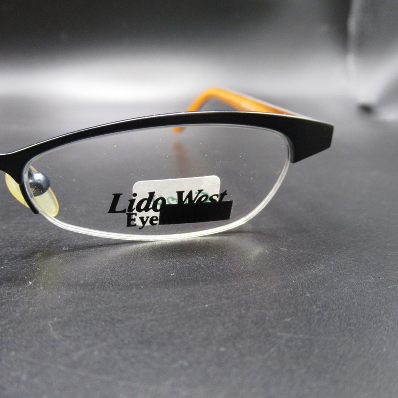 Lido West Eyeglasses Frames Black & Orange Two-Tone Half Rim Cat Eye Shape gallery
