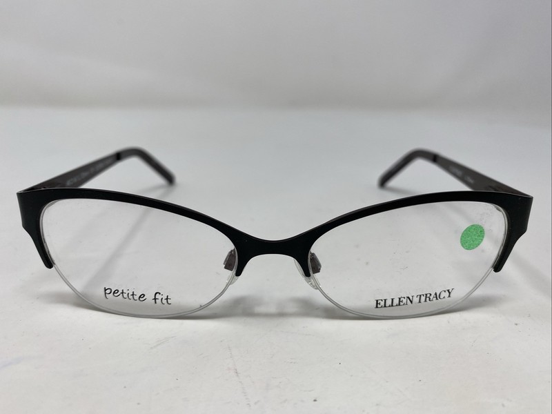 Ellen Tracy QUEBEC BLACK 48-16-125 Metal Half Rim Eyeglasses Frame BH35