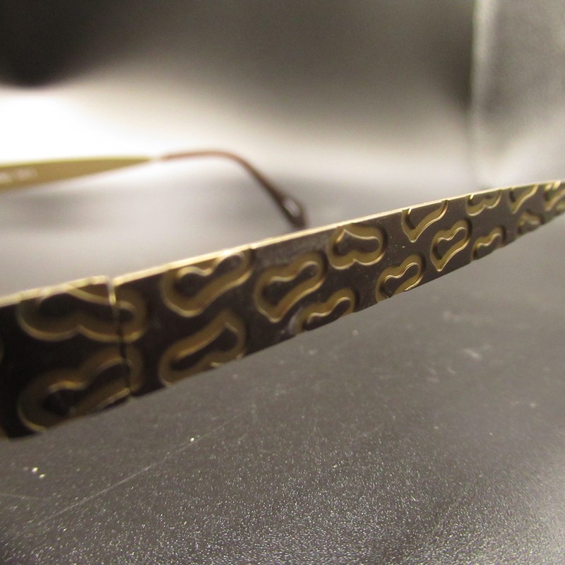 Bellagio 530 Rectangle Eyeglass Frames 49-18-140 Brown Gold Patterned Full Rim gallery