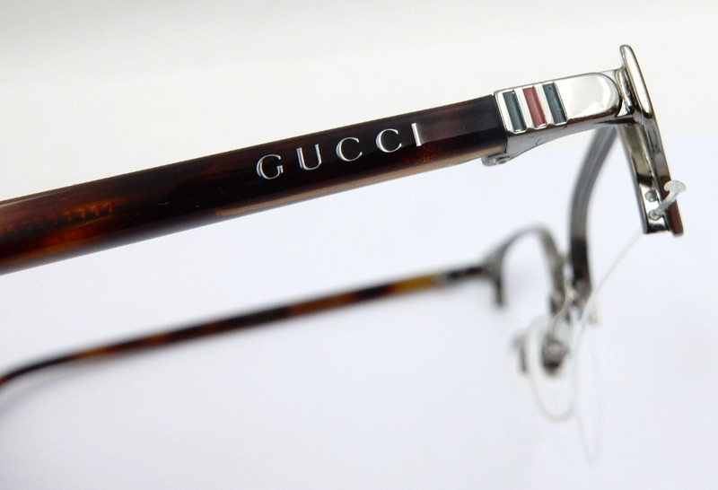 GUCCI HALF RIM BROWN TORTOISE DESIGNER EYEGLASS FRAMES GG0020O 003 49-21-140 gallery