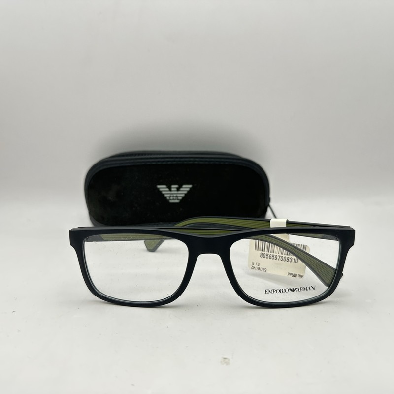Emporio Armani Mens Square Full Rim Eyeglasses EA3147 Matte Black