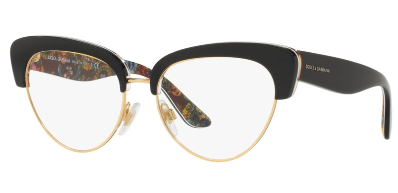New DOLCE & GABBANA DG3247 3033 53mm Black Floral Eyeglasses Frames Italy
