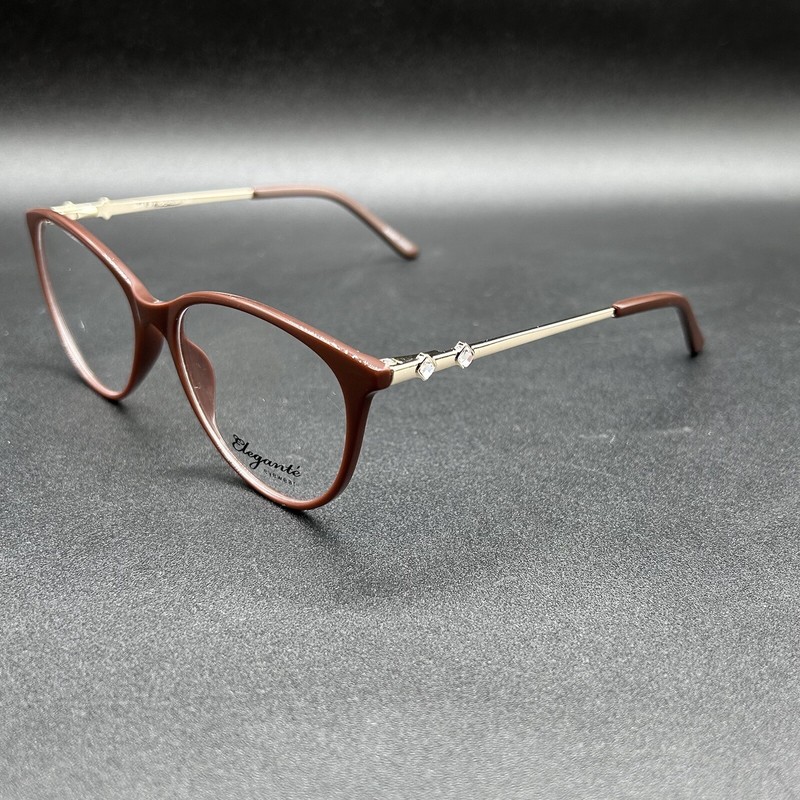 Elegante EL48 Eyeglasses Frame Chocolate Flex 53-17-140 New Display