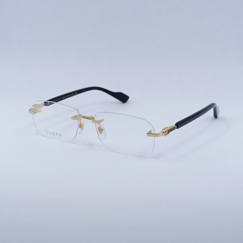 GUCCI GG1221O 001 Gold/Black 56mm Eyeglasses New Authentic