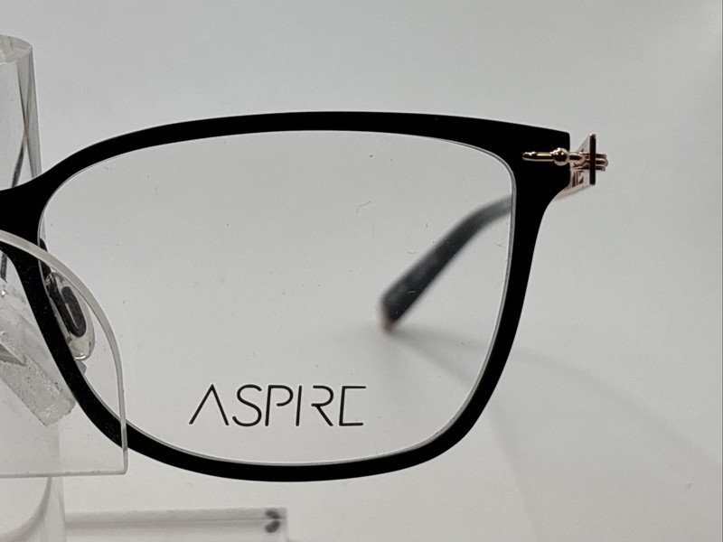 Aspire Glamorous Black Matte 55/16 140 Women’s Titanium Eyeglasses A5016 gallery