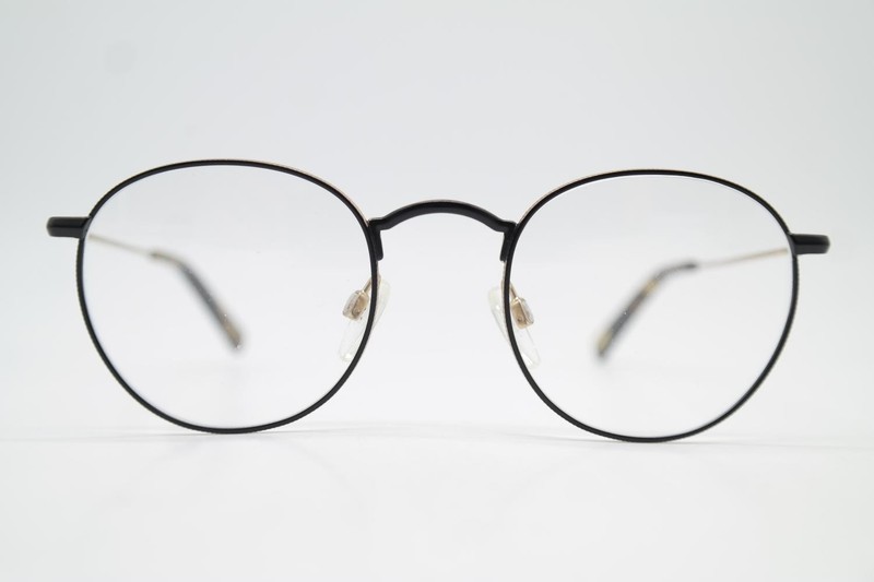 RAEN Benson 48 Gold Satin Black Oval Eyeglass Frame New
