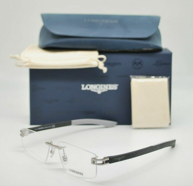 New LONGINES Rimless Eyeglasses LG5007-H 014 56-15 150 Silver Ruthenium Frames