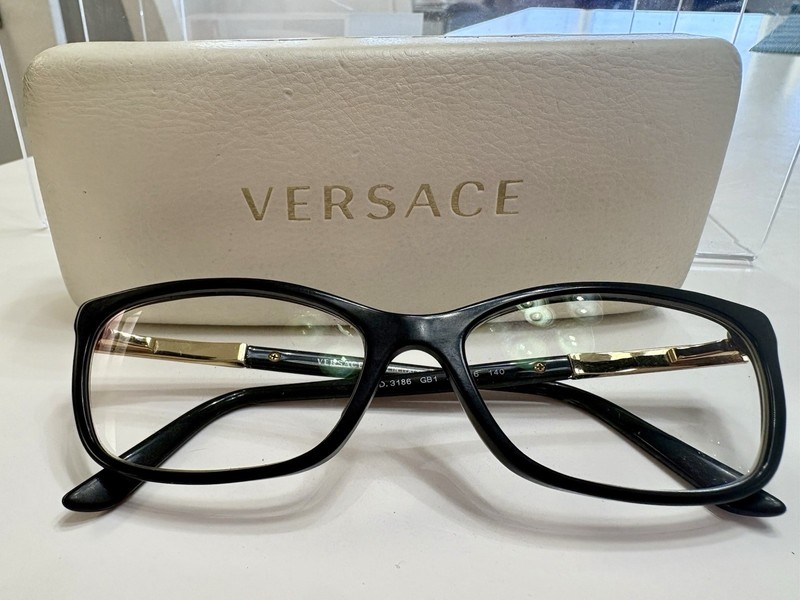 VERSACE MOD.3186 GB1 Italy Black/Gold Polish 54-16-140 Eyeglasses Frame / Case
