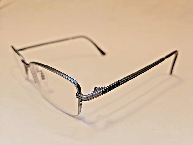 Gucci GG1060OJ 001 Titanium Eyeglasses Gunmetal 54-17-145 Designer, Half Rim gallery