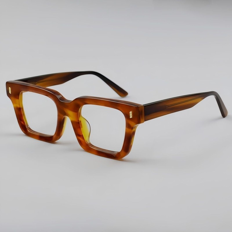 Thick Acetate Square Retro Eyeglasses Frames for Women Men 48 23 148mm Glasses gallery