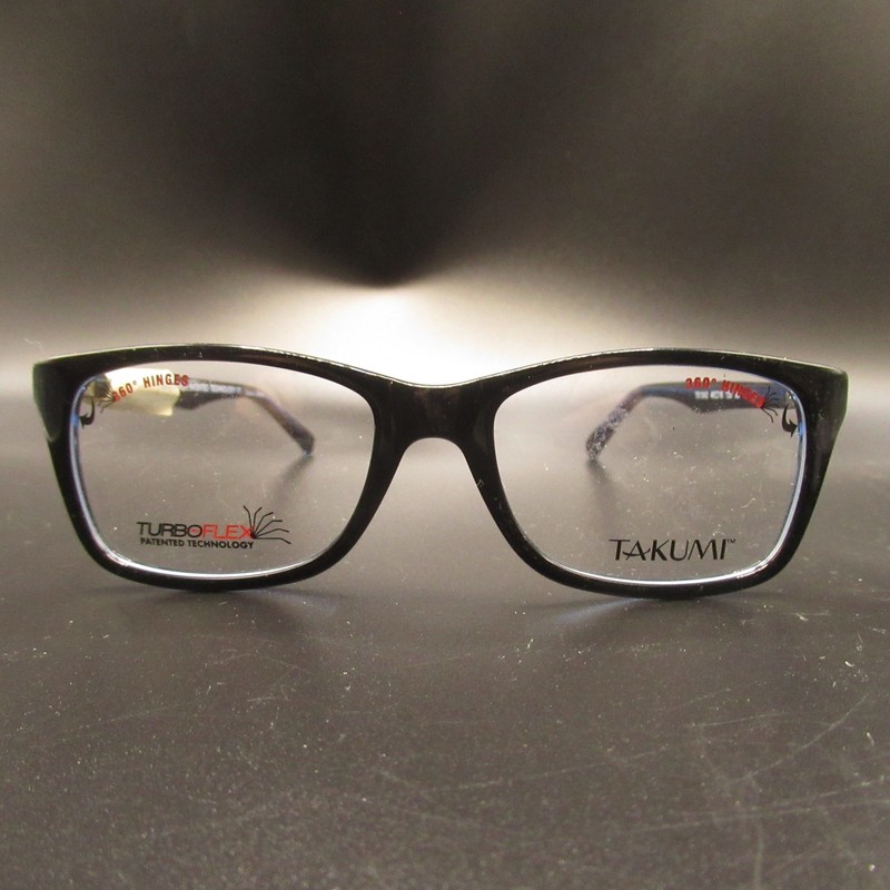 Takumi TK1043 Turboflex 360° Hinge Black Blue Rectangle Eyeglass Frames