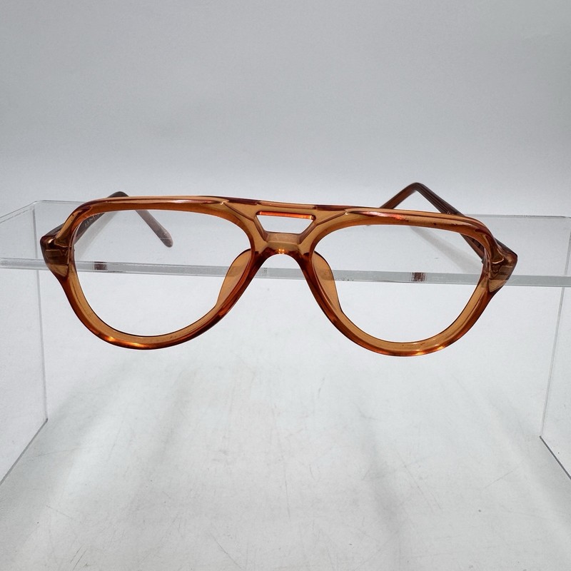Vtg Diplomat Adam Eyeglasses Frames 80s Orange Amber Plastic Retro Unisex 50-16
