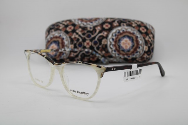 NEW VERA BRADLEY CACHE IVORY BLACK BROWN MARBLE AUTHENTIC EYEGLASSES 50-16