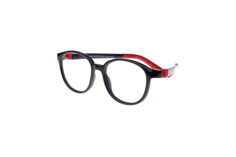 New TOTS Black & Red SCOOTER Eyeglasses for KIDS 46/16/130 with Case & Strap