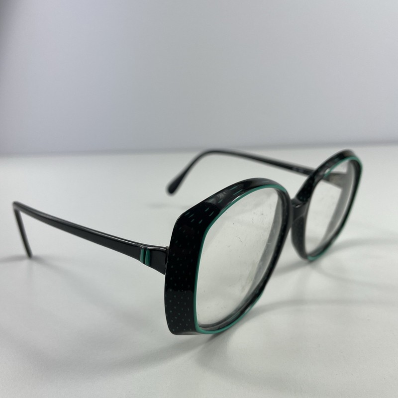 Guy Laroche Vintage Black Aqua Oversize Square Eyeglasses 54-18 France Demo Lens gallery