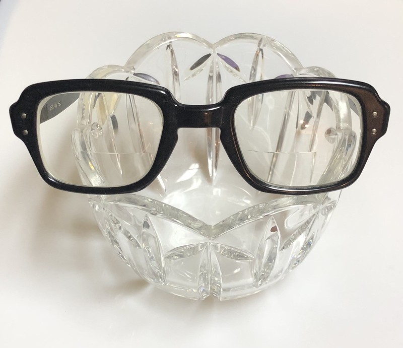 VTG USS Military Issue Eyeglasses Frames Black Square 4 1/2-5 3/4 48-24 USA