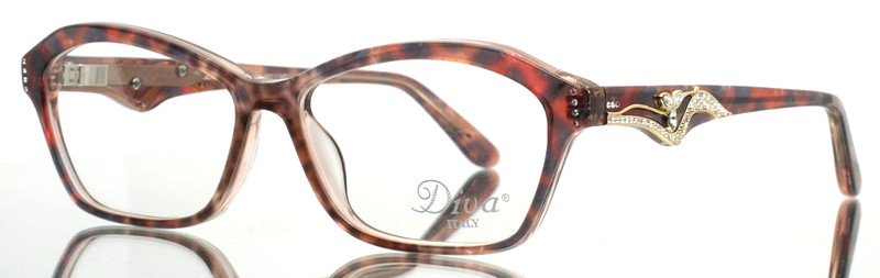 DIVA 5551 C.9PT Rose Multi Tortoise Womens Semi Cat Eye Eyeglasses 54-15-142 B