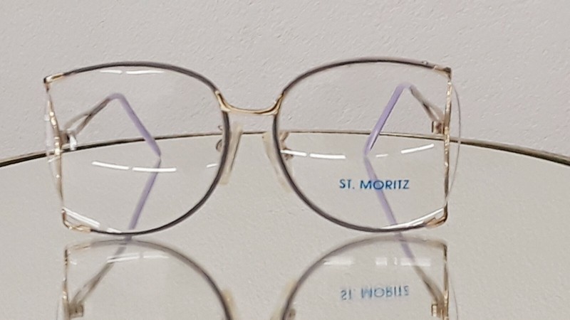 Vintage St. Moritz eyeglasses MIMI 54-18 gold-violet metal semirimless 1970’s