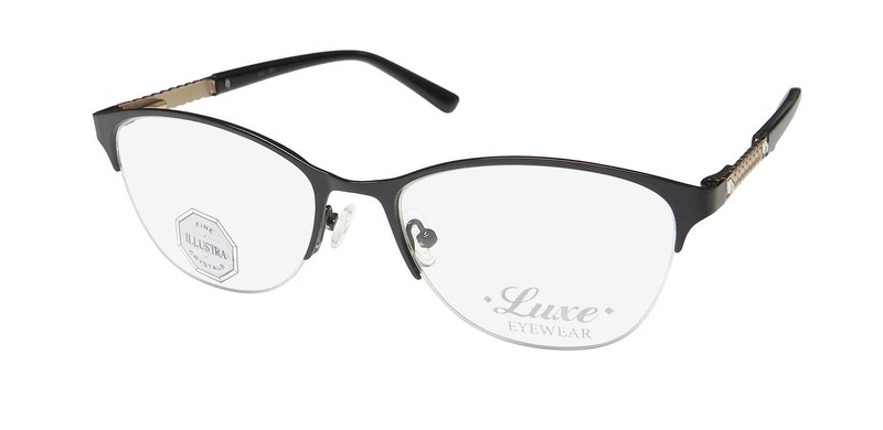 NEW LUXE 462 EYEWEAR 54-18-140 WOMENS 001 HALF-RIM CAT EYE METAL & PLASTIC BLACK