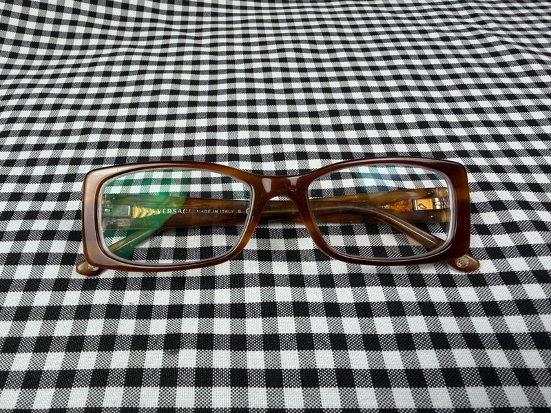 Versace Eyeglasses Frames Tortoise Brown Rectangular Italy 51-16-135 Designer
