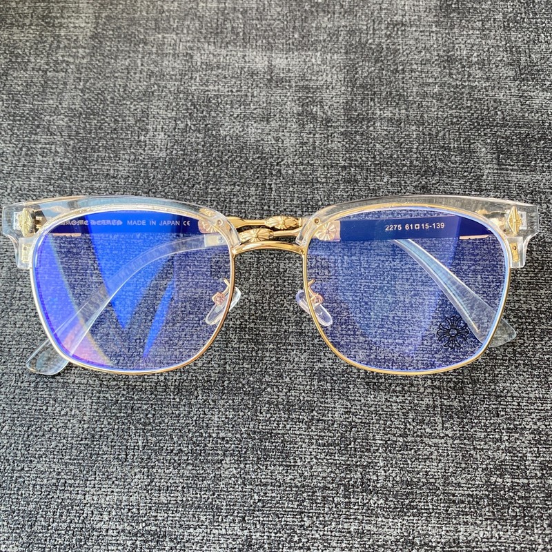 chrome Glasses Half-Rim Unisex Eyewear SIZE 61口15-139 Clear Gold
