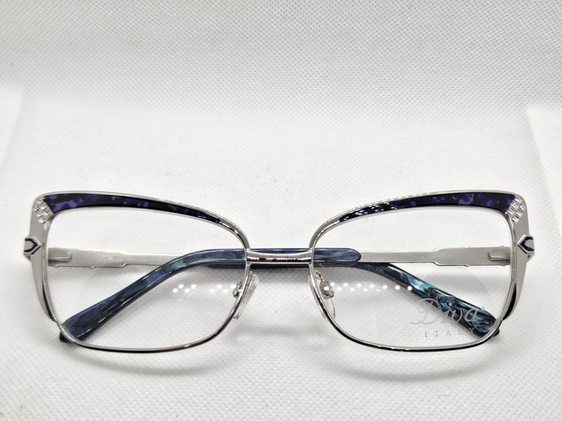 Diva 5614 103 Silver & Blue Eyeglasses Frames 58-16-138 Made In Italy
