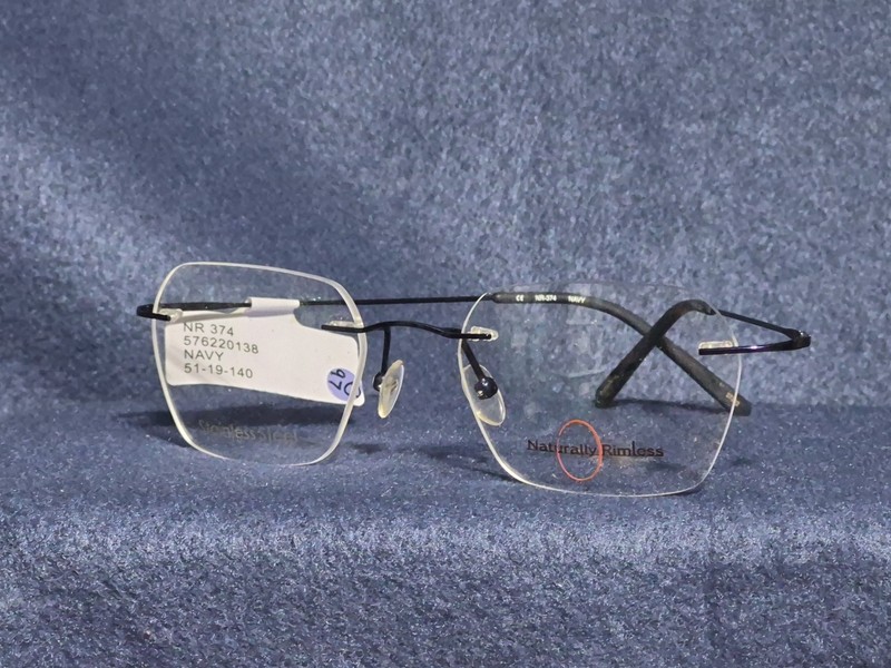 Naturally Rimless Women's 374 Rimless Frame, Navy Blue, Size 51-19-140 gallery