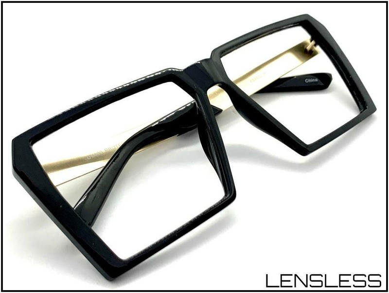 OVERSIZED EXAGGERATED RETRO Lensless Eye Glasses Large Square Frame Only NO Lens gallery
