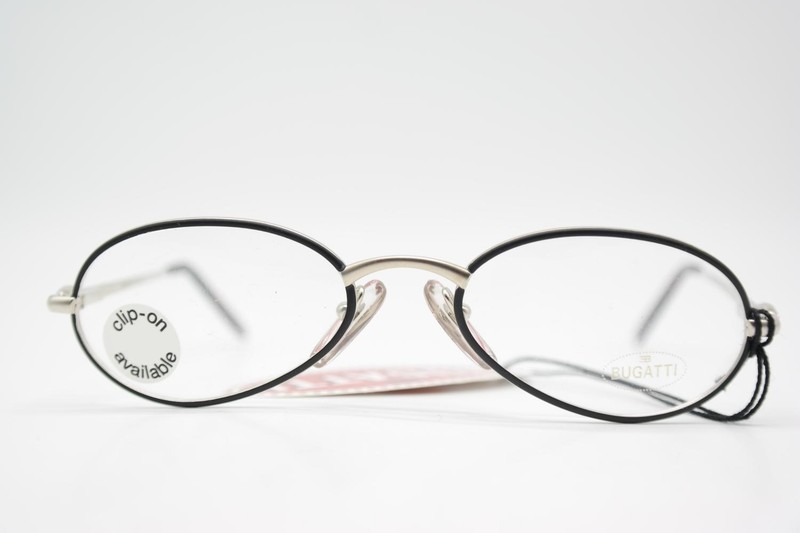 Vintage Glasses Bugatti 22431 Black Silver Oval Eyeglass Frame
