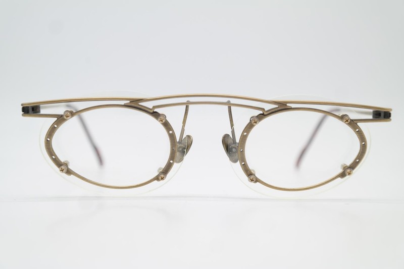 Vintage KOURE KR 8013 Oval Brass Metal Eyeglasses Frame, Unisex Adult