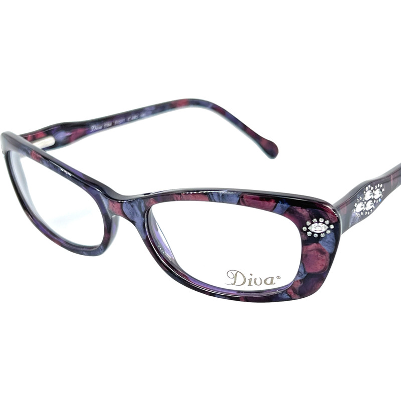 Diva 5364 Women’s Plastic Eyeglass Frame AR2 Burgundy Violet Mottled 51-17 Italy