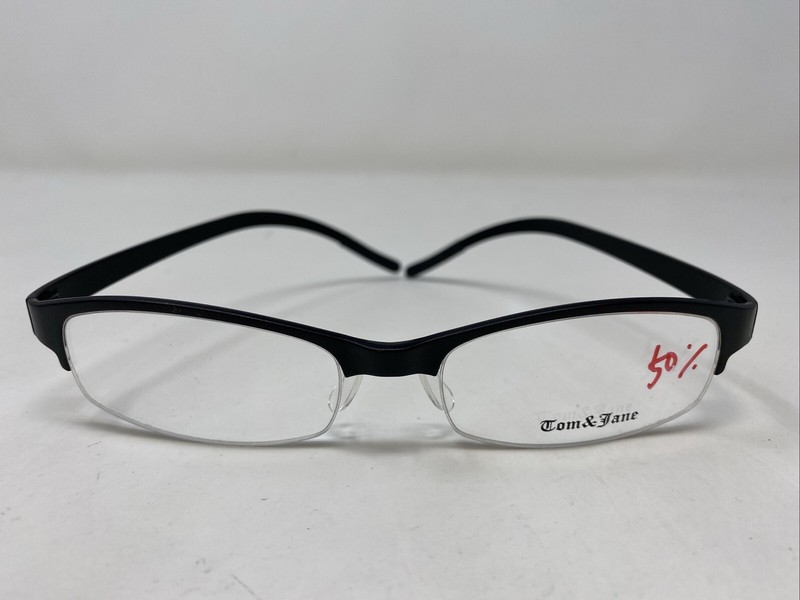 Tom & Jane Black 52-17-142 Plastic Half Rim Eyeglasses Frame ER07
