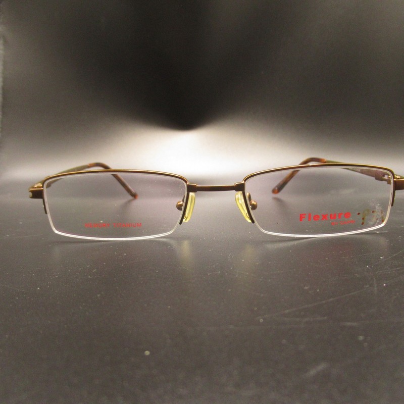 Flexure by Capri Memory Titanium Half Rim Eyeglass Frames Brown 54-19-145