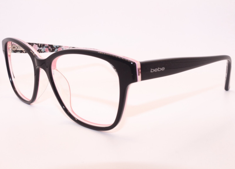 NEW BEBE BB5184 (001)JET BLACK FLORAL AUTHENTIC DESIGNER EYEGLASSES 53-17