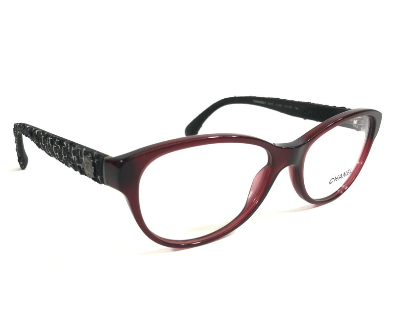 Chanel Eyeglasses Frames 3243 c.539 Red Black Cat Eye Full Rim Tweed 54-16-135 gallery