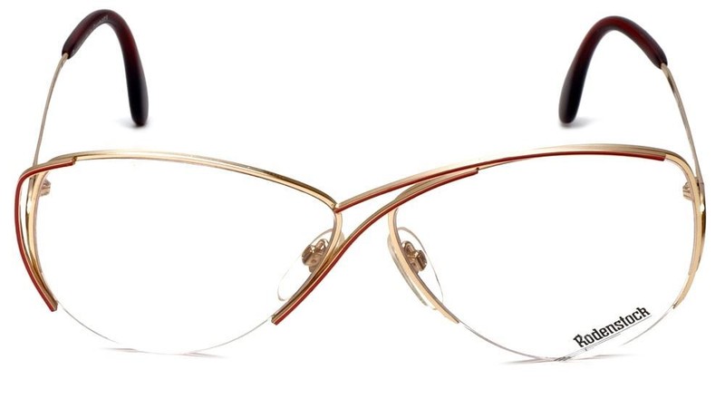 Rodenstock German Designer Reading Glasses 828 Gold & Red 59mm Oversized Rimless gallery