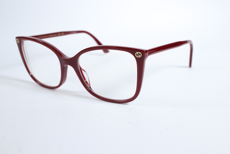 Gucci GG0026O Womens Burgundy 012 Full Rim Plastic Glasses Eyeglasses Frames
