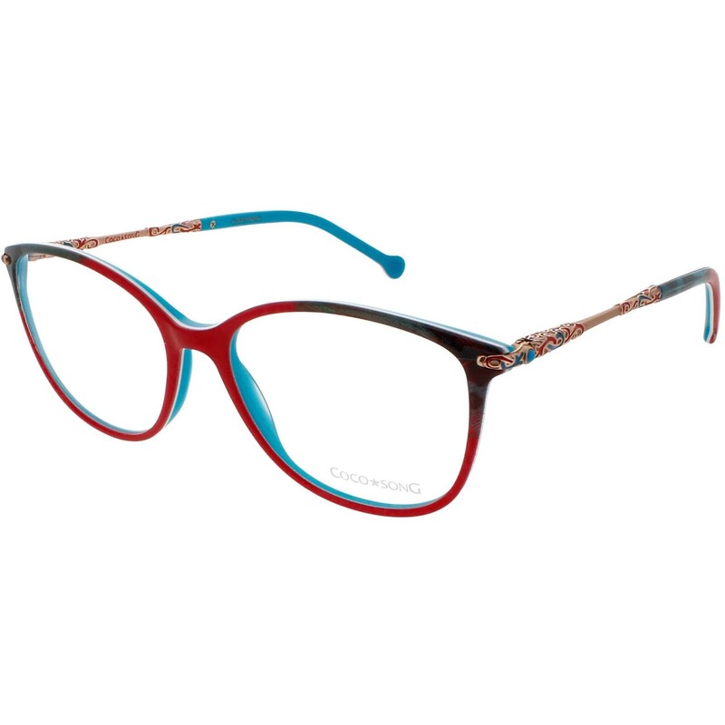 Coco Song Women’s Eyeglasses Red/Turquoise Plastic Cat Eye MONA ROCK CV258.03-09