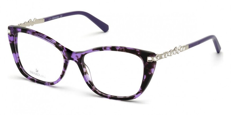 Swarovski SK5343 055 Purple Havana Cat Eye Plastic Eyeglasses Frame 53-15-140 RX