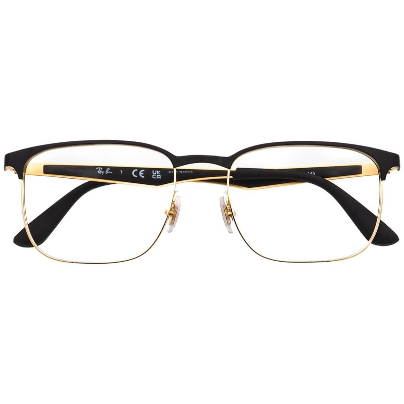 Ray-Ban Eyeglasses RB 6363 2890 Polished Black/Gold Square Metal Frame 54-18 145 gallery