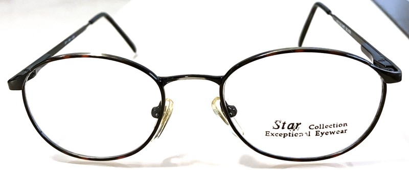 New Vintage Style Antique Silver Star Eyeglasses Brown and Black Fusion Rim SALE