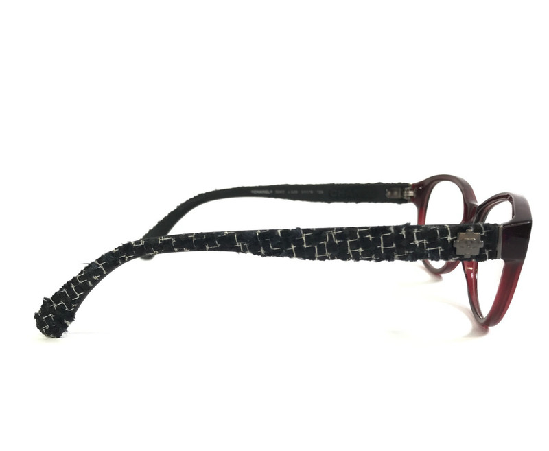 Chanel Eyeglasses Frames 3243 c.539 Red Black Cat Eye Full Rim Tweed 54-16-135 gallery