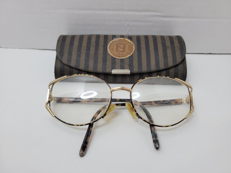 Fendi Italy F19 Mocha 130 EyeGlasses with Case Tiger Swirl Read Description PLS!