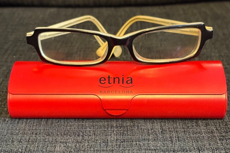 Etnia Barcelona Designer Eyeglasses Slim Geometric Two-Tone Acetate w Case Spain