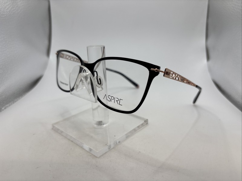 Aspire Glamorous Black Matte 55/16 140 Women’s Titanium Eyeglasses A5016
