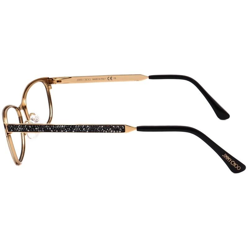 Jimmy Choo Eyeglasses JC203 003 Black/Gold/Crystals Metal Frame Italy 52[]16 145 gallery
